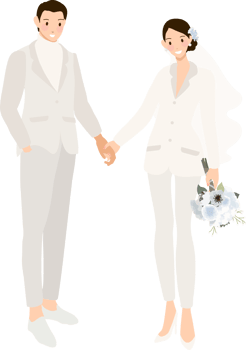 hipster wedding couple in suit pants holding hands png