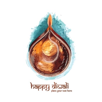 Happy diwali holiday background for watercolor diya festival background vector
