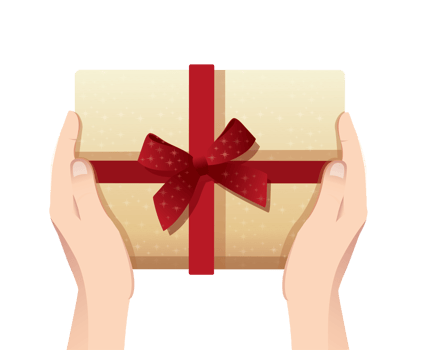 hand hold gift box illustration png