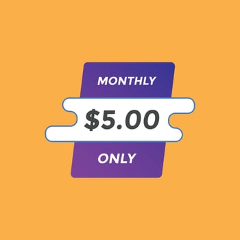 5 dollar price tag. Price 5 USD dollar only Sticker sale promotion Design. shop now button for Business or shopping promotion vector