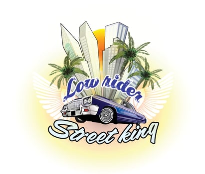 low rider classic car art shirt vector
