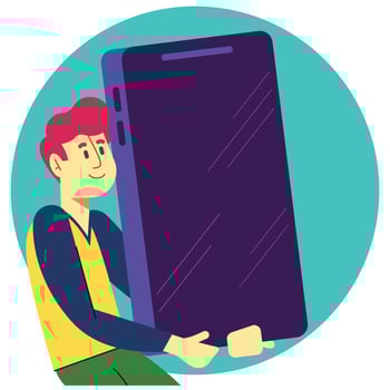 person with phone vector