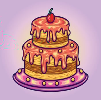 Cute Birthday cherry cake illustration Vector illustrations for your work Logo, mascot merchandise t-shirt, stickers and Label designs, poster, greeting cards advertising business company or brands.