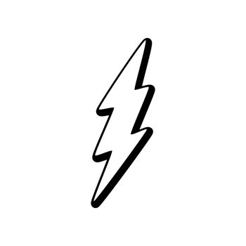 Cartoon drawing of lightning bolt with transparent background. Comic type illustration png