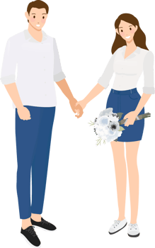 wedding couple in casual jeans costume holding hands png