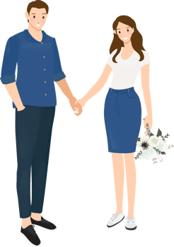 wedding couple in casual jeans costume holding hands png