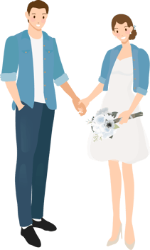 wedding couple in casual jeans costume holding hands png