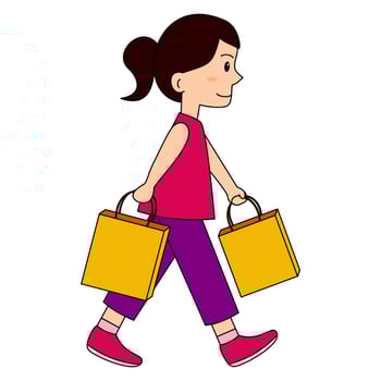 Walking Shopping Girl Side View vector