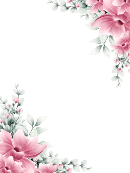 Watercolor pink flower frame png