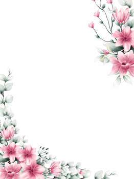 Watercolor pink flower frame png