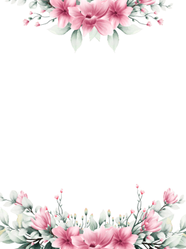 Watercolor pink flower frame png