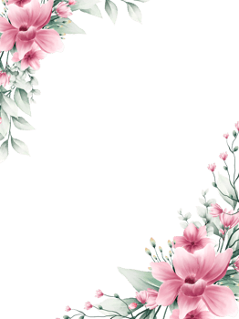 Watercolor pink flower frame png