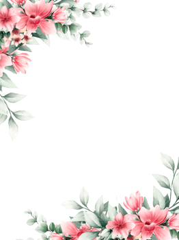 Watercolor pink flower frame png