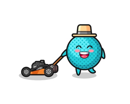 illustration of the spiky ball character using lawn mower vector