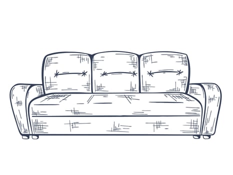 Sketch sofa isolated on white background vector