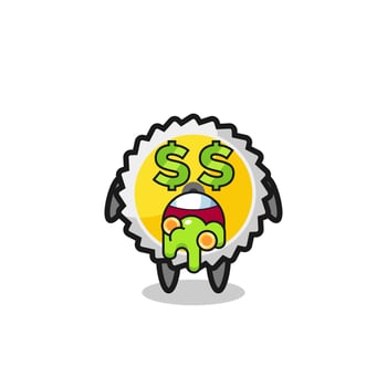 saw blade character with an expression of crazy about money vector