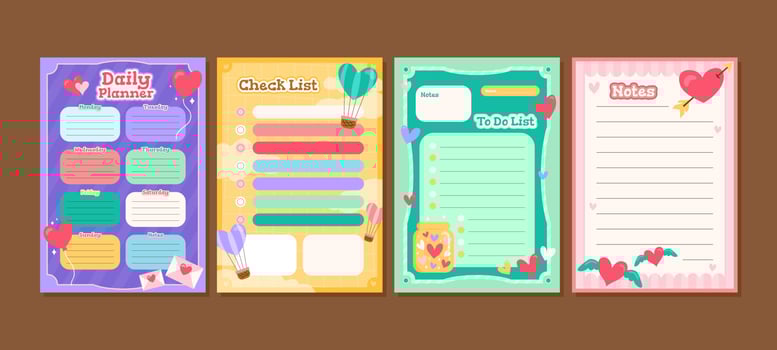 Flat Heart Theme Journal Template vector