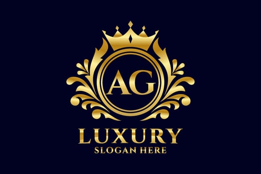 Initial AG Letter Royal Luxury Logo template in vector art for luxurious branding projects and other vector illustration.