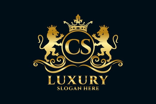 Initial CS Letter Lion Royal Luxury Logo template in vector art for luxurious branding projects and other vector illustration.