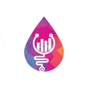 Stethoscope finance drop shape concept logo design icon vector. Nurse accounting logo. Medical pharmacy logo design template. vector