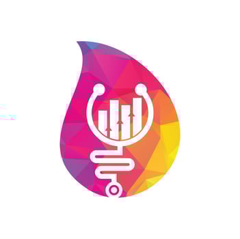 Stethoscope finance drop shape concept logo design icon vector. Nurse accounting logo. Medical pharmacy logo design template. vector
