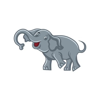 Cute Elephant Cartoon Illustration Design Smiling And Walking vector