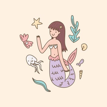 Super Cute and Fememenine Mermaid vector