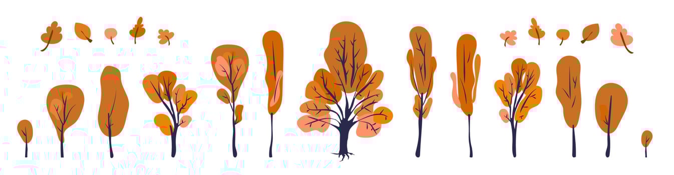 Autumn trees set vector illustration isolated on white background