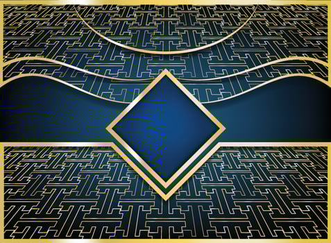 Vintage golden frame in oriental style vector