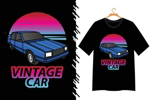 vintage car t shirt design vector