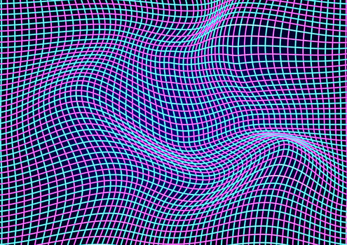 Distorted wavy lines abstract background vector illustration, curve It has a pink and blue straight line pattern.