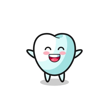 happy baby tooth cartoon character vector