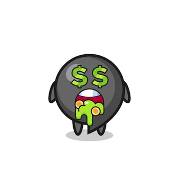 comma symbol character with an expression of crazy about money vector