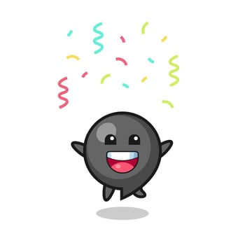 happy comma symbol mascot jumping for congratulation with colour confetti vector