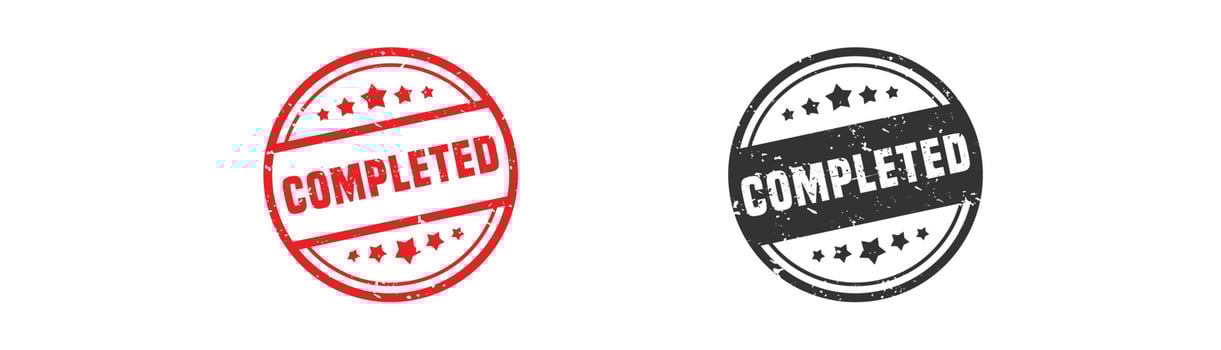 Completed stamp rubber with grunge style on white background. vector