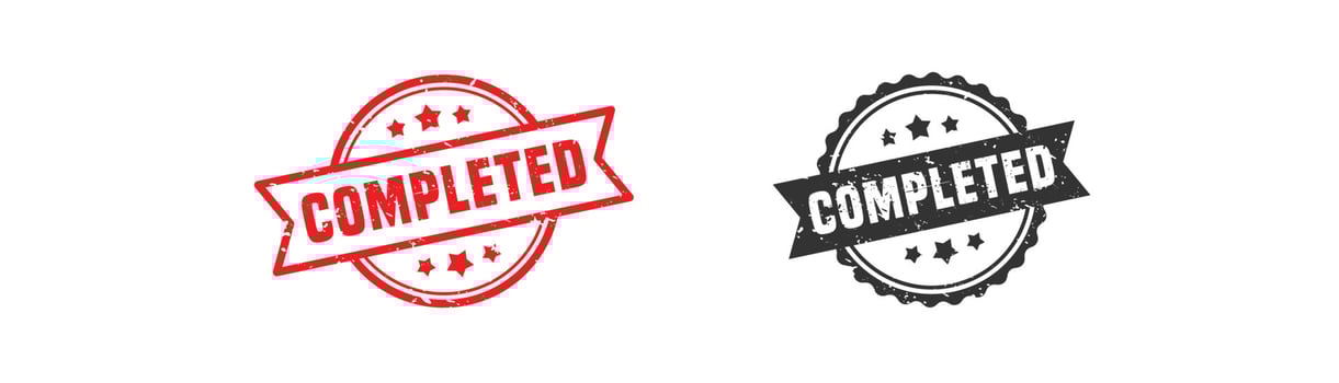 Completed stamp rubber with grunge style on white background. vector