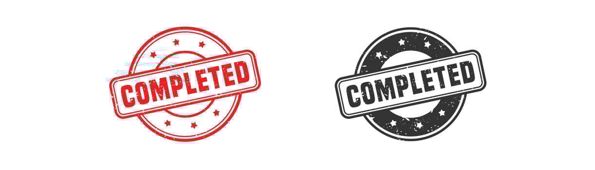 Completed stamp rubber with grunge style on white background. vector