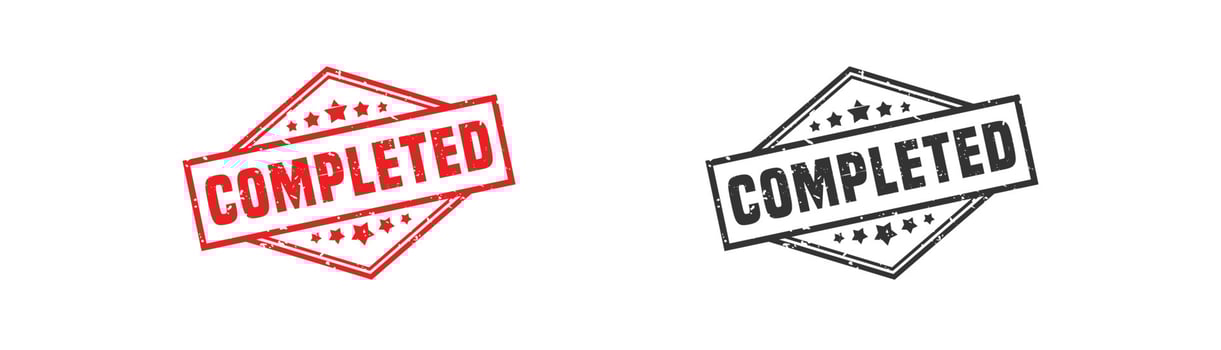 Completed stamp rubber with grunge style on white background. vector