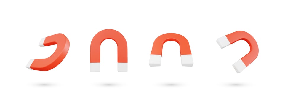 Realistic 3d red magnet vector illustration