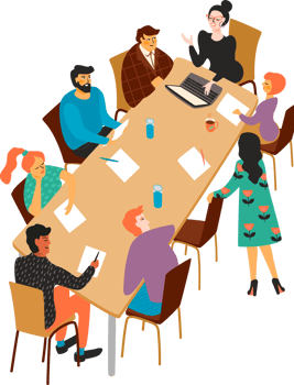 Office workers. Teamwork. Illustration png