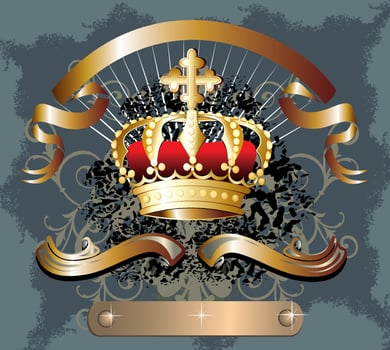 Royal  design with crown and ribbon vector