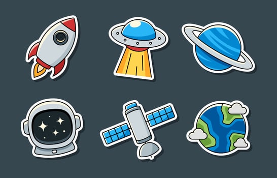 Outer Space Sticker Set vector