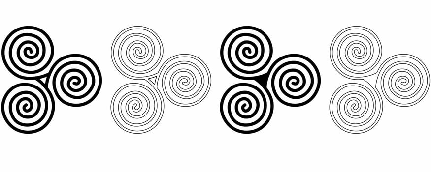 hand drawn triskelion Symbol set isolated on white background vector