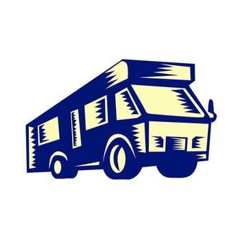 Camper Van Motor Home Woodcut vector