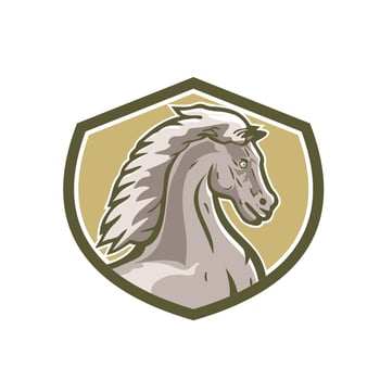 Colt Horse Head Side Shield Retro vector