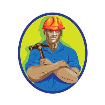 Construction Worker Foreman Arms Crossed WPA vector