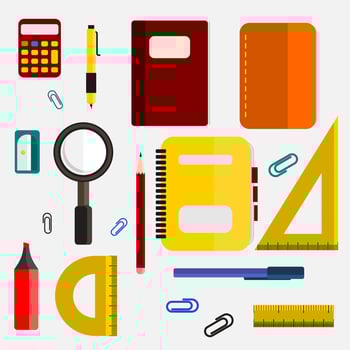 Editable School Equipment Vector Illustration Icons Set for Products Marketing or Education Related Design Project