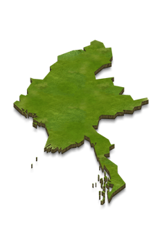 3D map illustration of Myanmar png