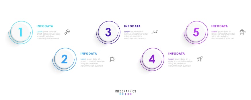 Vector Infographic label design template with icons and 5 options or steps. Can be used for process diagram, presentations, workflow layout, banner, flow chart, info graph.