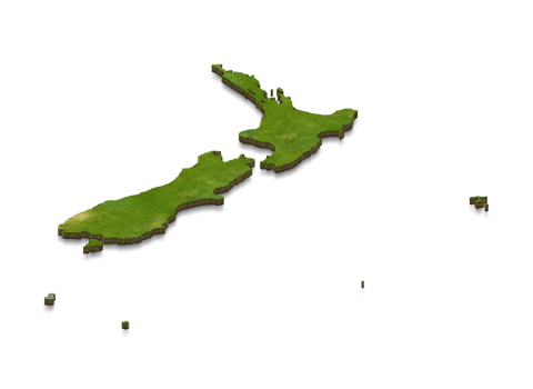 3D map illustration of New Zealand png
